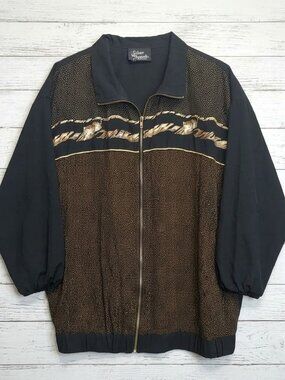 Vintage Silver Threads Zip Up Tiger Windbreaker Men's XXL